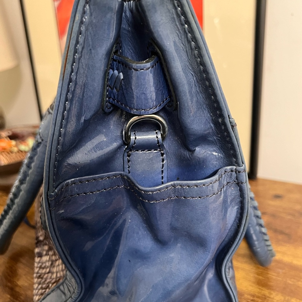 Brighton Renault Python & Blue Patent Leather Purse E837912 Hobo Shoulder Bag - Picture 8 of 14
